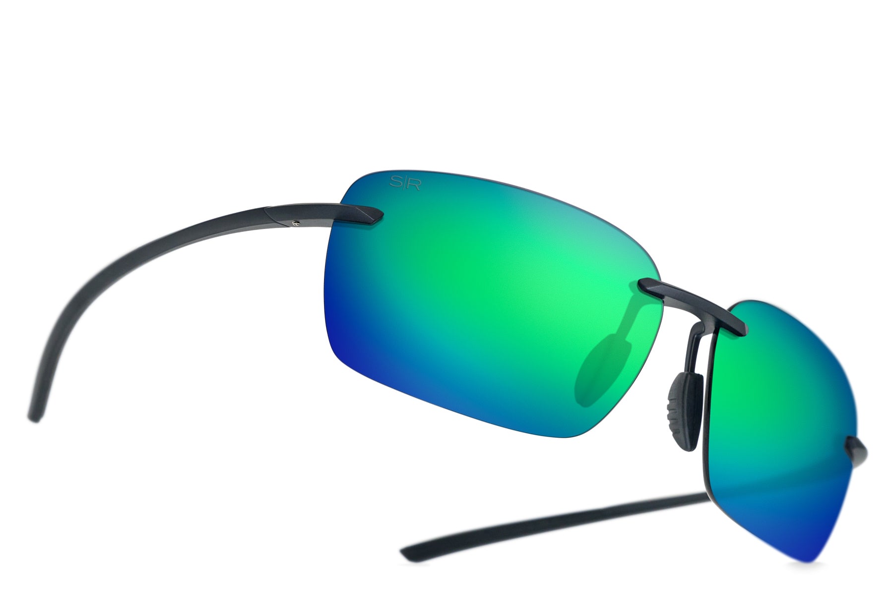 Huron Matte Black   Emerald Polarized